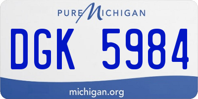 MI license plate DGK5984
