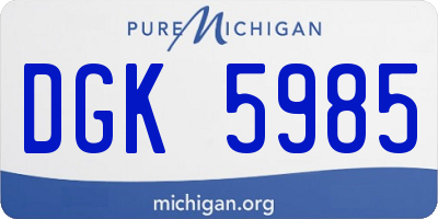 MI license plate DGK5985