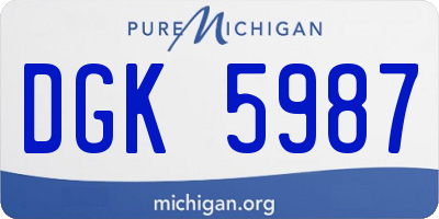 MI license plate DGK5987