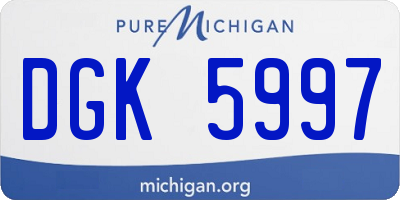 MI license plate DGK5997