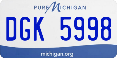 MI license plate DGK5998