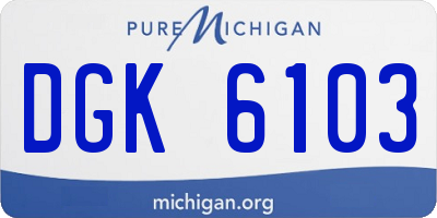 MI license plate DGK6103