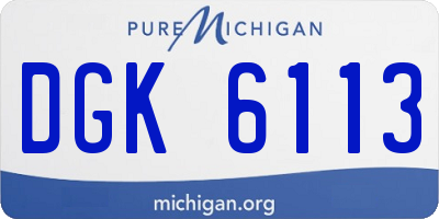 MI license plate DGK6113