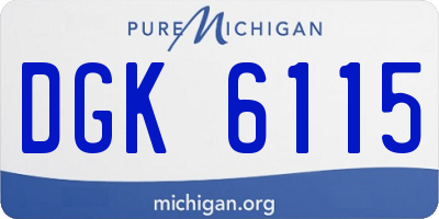MI license plate DGK6115