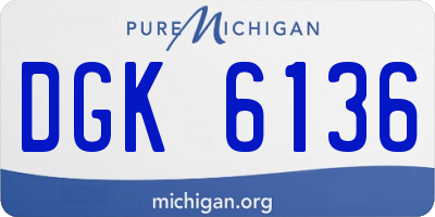 MI license plate DGK6136