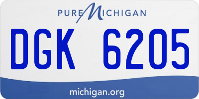 MI license plate DGK6205