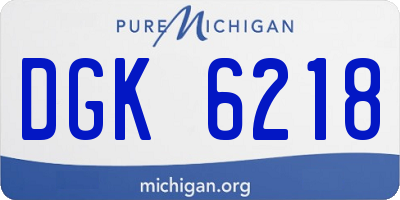 MI license plate DGK6218