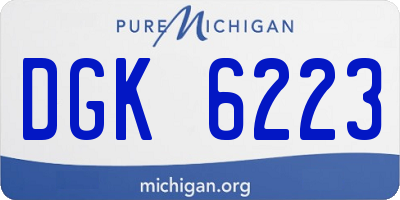 MI license plate DGK6223