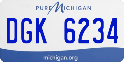 MI license plate DGK6234
