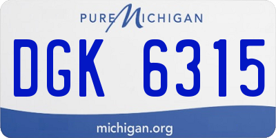 MI license plate DGK6315