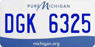 MI license plate DGK6325