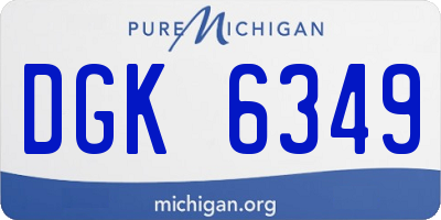 MI license plate DGK6349