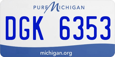 MI license plate DGK6353