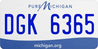 MI license plate DGK6365