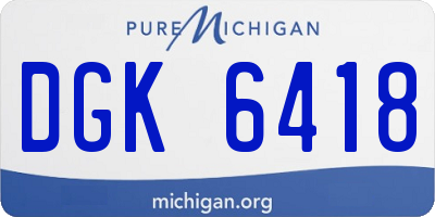 MI license plate DGK6418