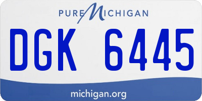 MI license plate DGK6445