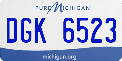 MI license plate DGK6523