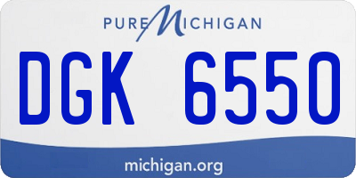 MI license plate DGK6550
