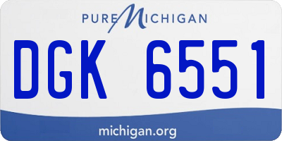 MI license plate DGK6551