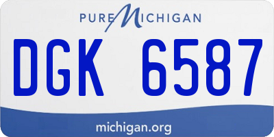 MI license plate DGK6587