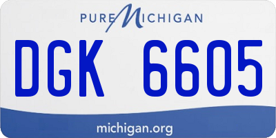 MI license plate DGK6605