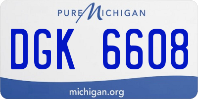 MI license plate DGK6608