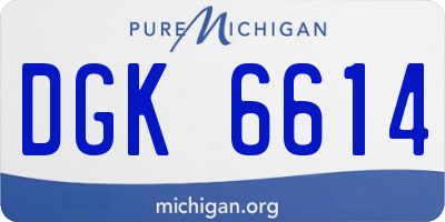 MI license plate DGK6614