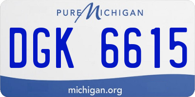 MI license plate DGK6615