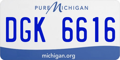 MI license plate DGK6616