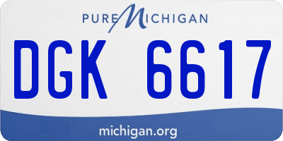 MI license plate DGK6617