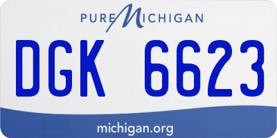 MI license plate DGK6623