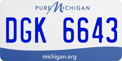 MI license plate DGK6643