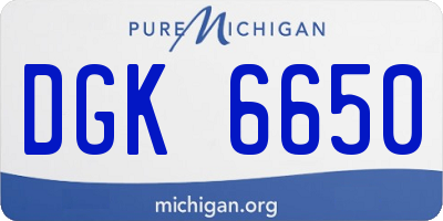 MI license plate DGK6650