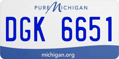 MI license plate DGK6651