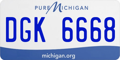 MI license plate DGK6668