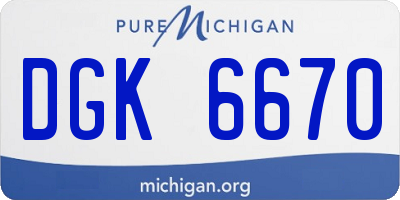 MI license plate DGK6670