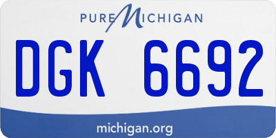 MI license plate DGK6692