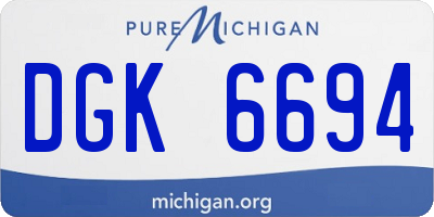 MI license plate DGK6694