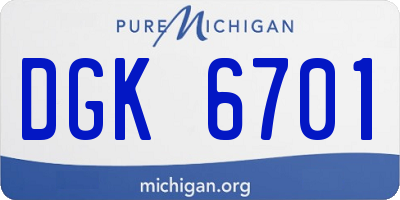 MI license plate DGK6701