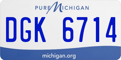 MI license plate DGK6714