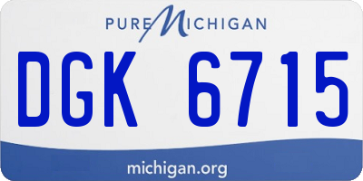 MI license plate DGK6715