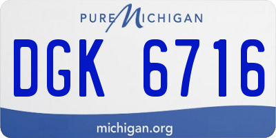 MI license plate DGK6716
