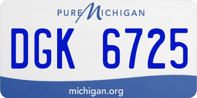 MI license plate DGK6725