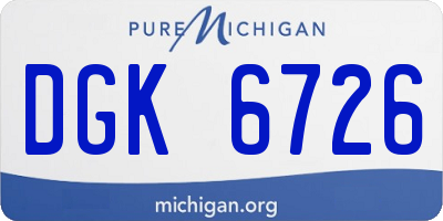 MI license plate DGK6726