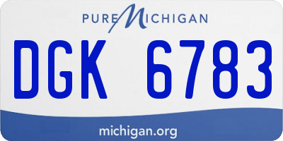 MI license plate DGK6783