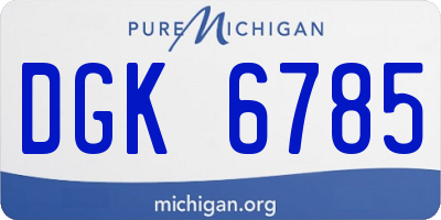 MI license plate DGK6785