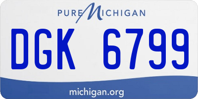 MI license plate DGK6799