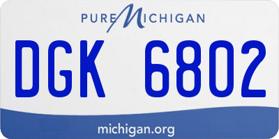 MI license plate DGK6802