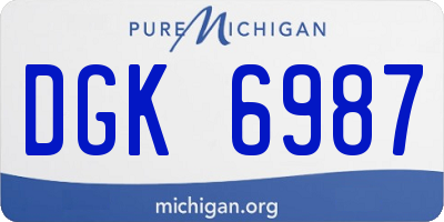 MI license plate DGK6987