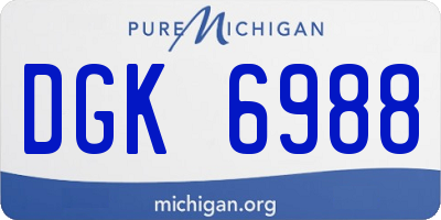 MI license plate DGK6988